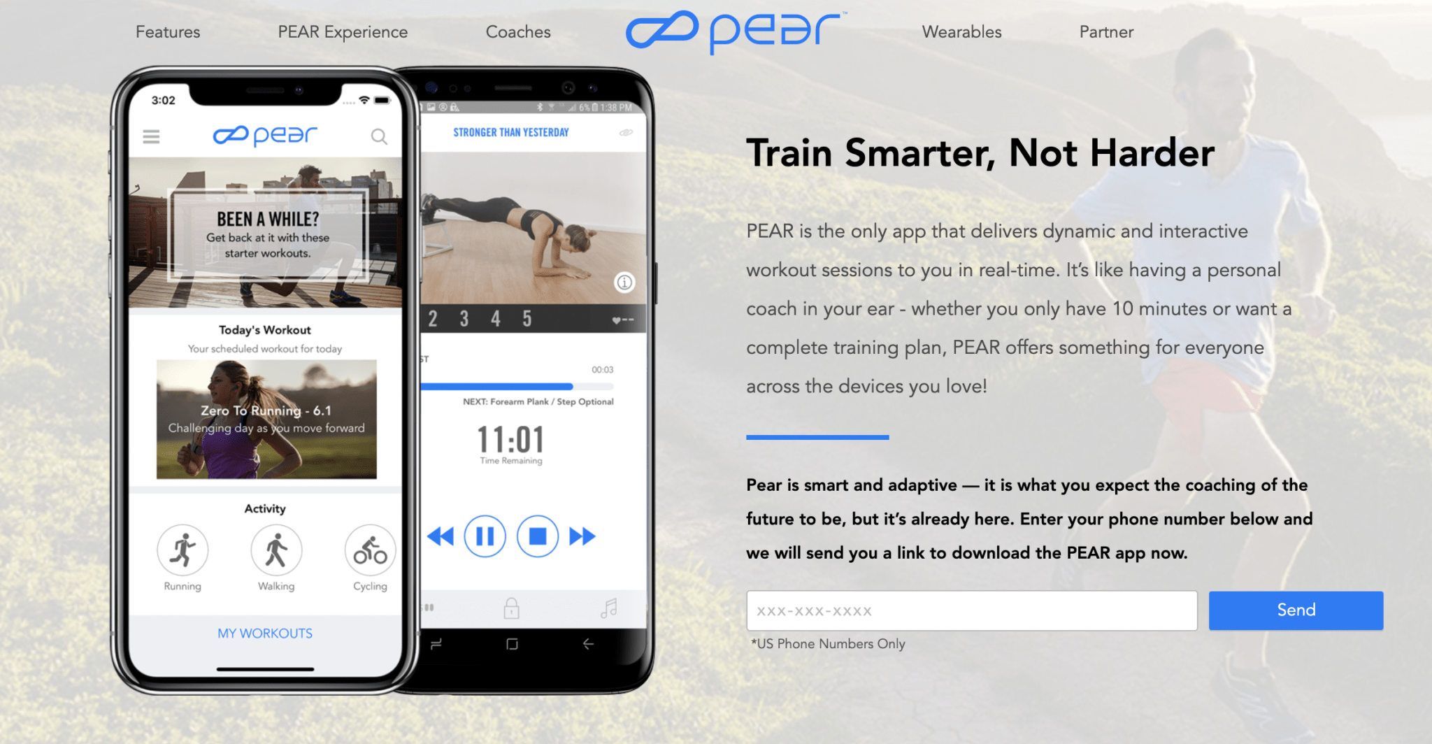 screenshot of the Pear homepage